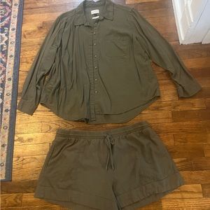 2 piece set- shorts and button-down